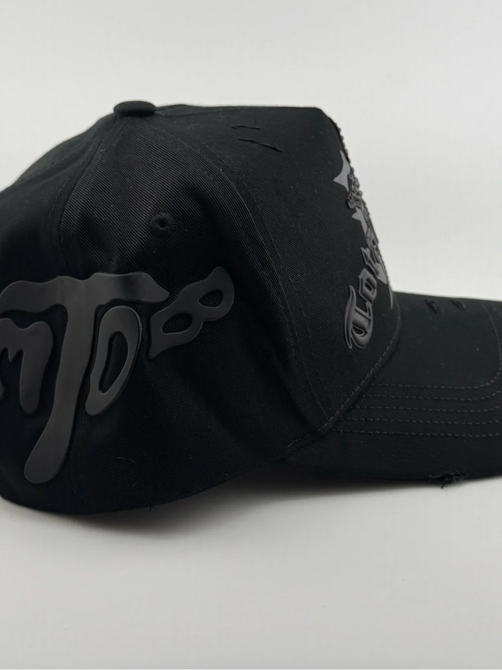 Total Black Embellished Black Baseball Cap